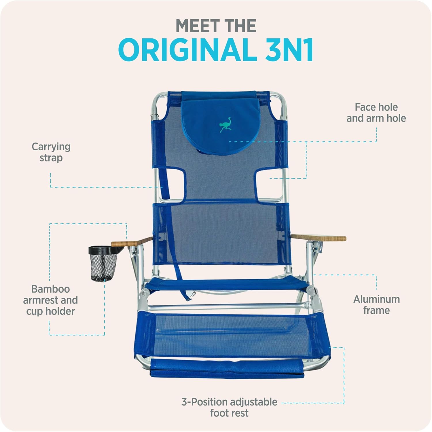 🪑🪑 Ostrich Deluxe 3‑in‑1 🌊💺 Smart Comfort for Sunny Days