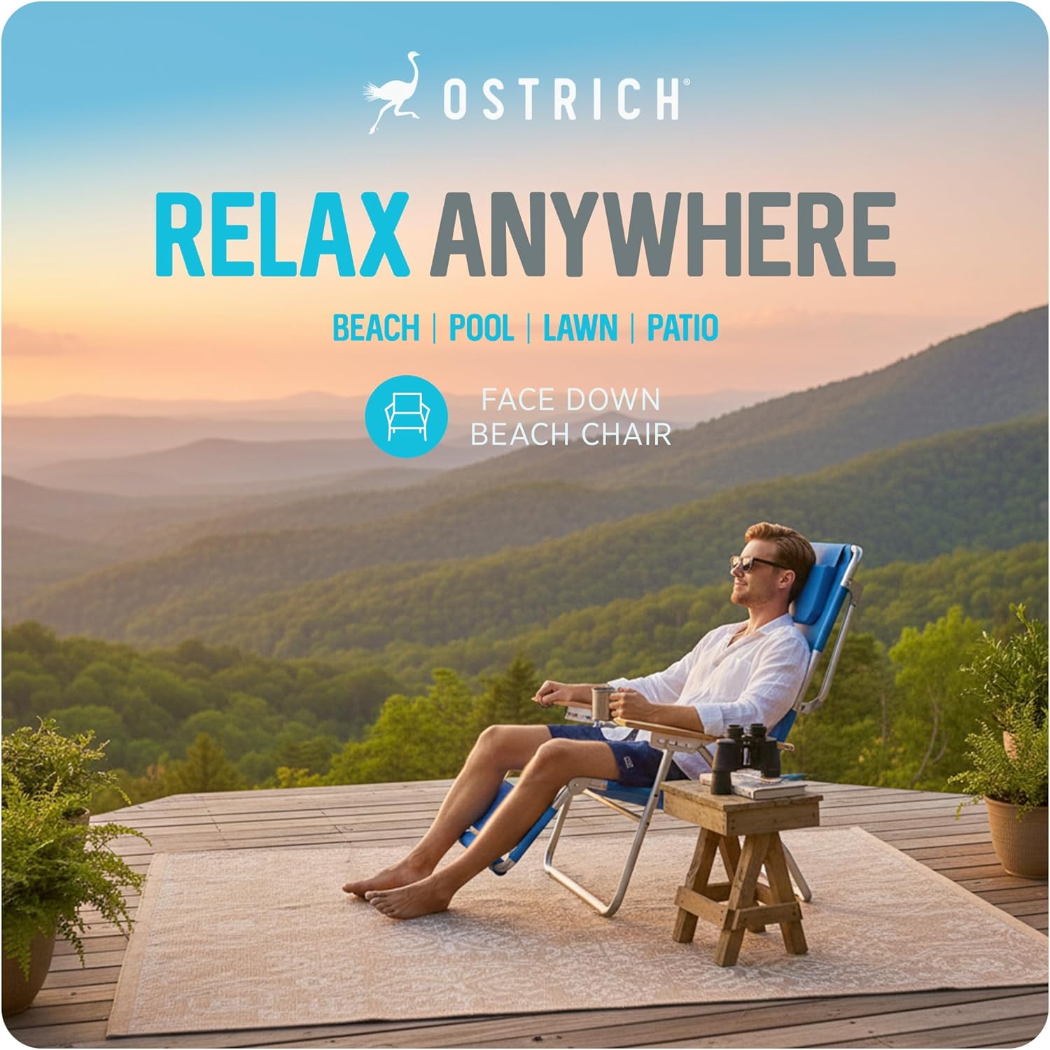 🪑🪑 Ostrich Deluxe 3‑in‑1 🌊💺 Smart Comfort for Sunny Days