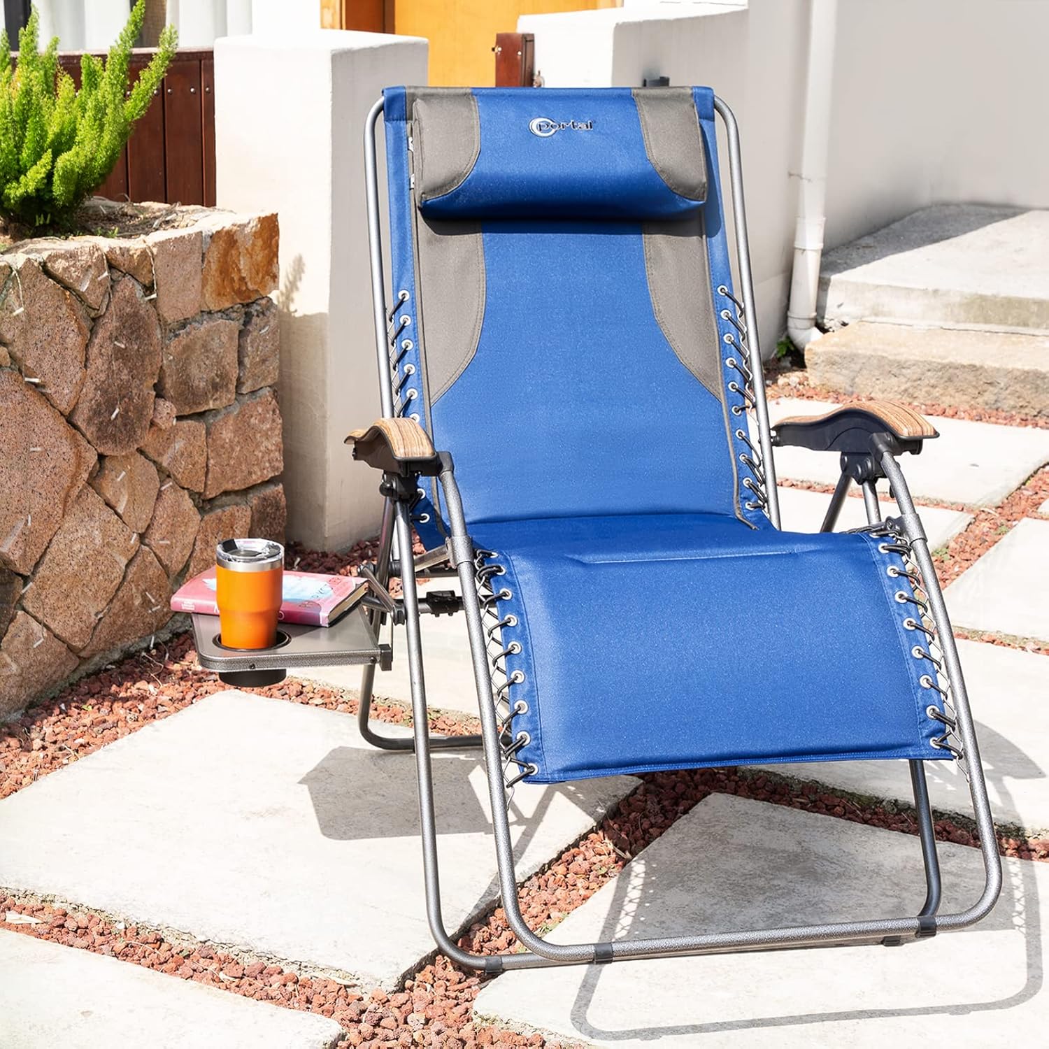 Zero Gravity Reclining Patio Chair with Cup Holder