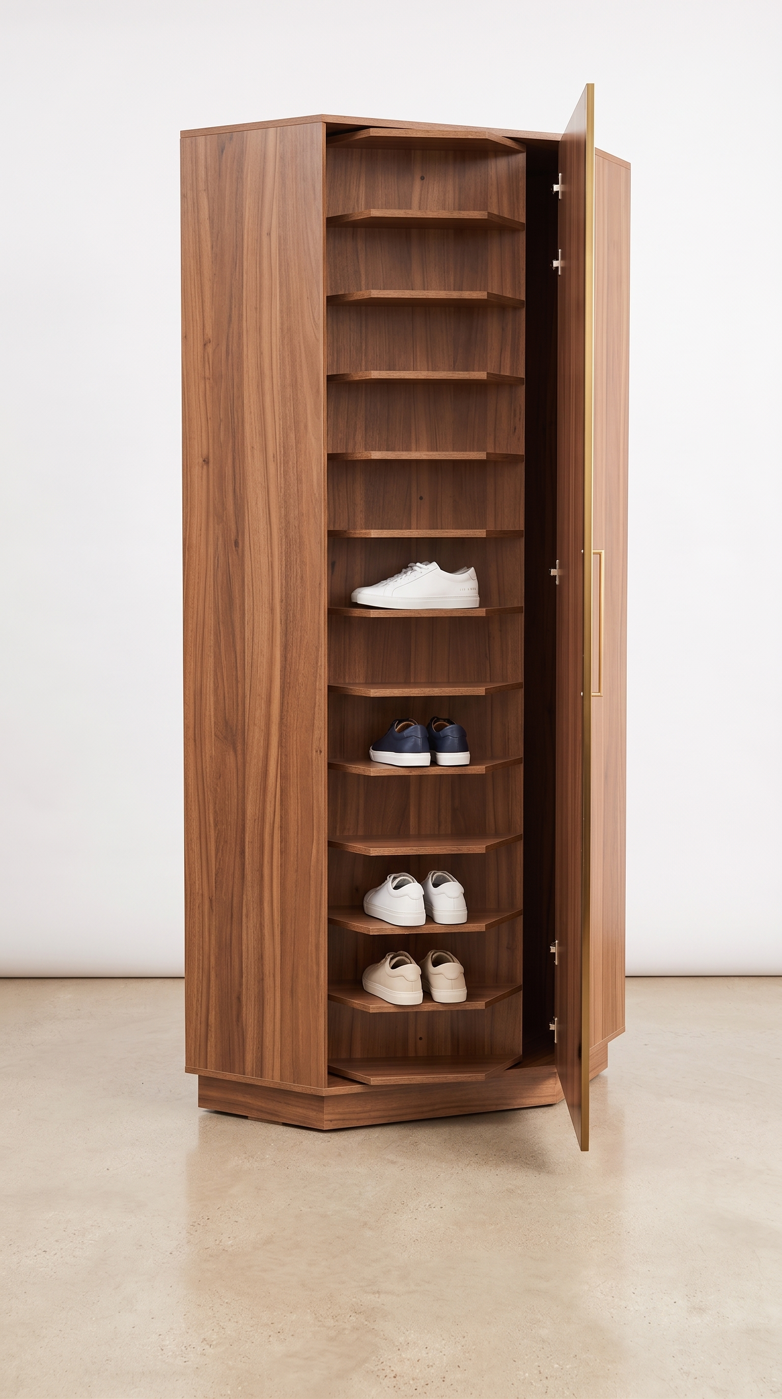 Rotating shoe rack that can accommodate 96 pairs of shoes